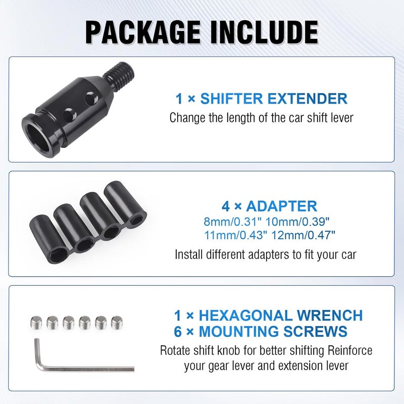 ANDO RACING Universal Gear Shift Knob Adapter 10x1.5,Aluminum Alloy Shifter Knob Adapter,Gear Shift Adapter for Non-Threaded Manual Shifters M10x1.5(Black) - Image 3